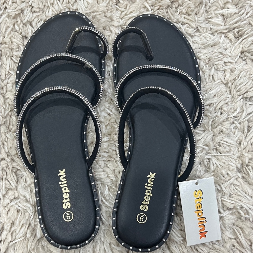 Black Rhinestone Women's Slippers